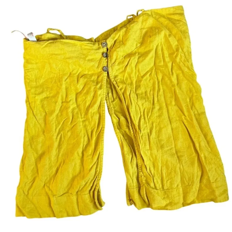 Free People Sightseer Set Size Small Yellow Linen Blend‎ Vacation Boho Coord Set - Image 4