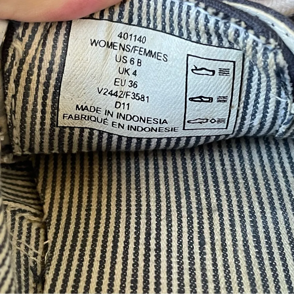 Lands' End Navy Canvas Boat Shoes Style Loafers with White Laces & Stitching Blue Size 6 - Image 6