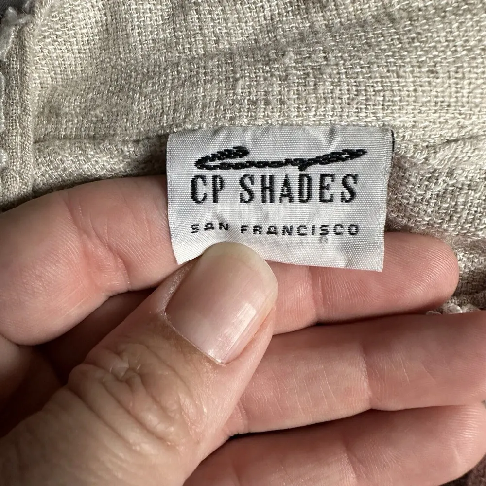 Linen Blend Top Pants Set Oatmeal Tweed Embroidered Long Sleeve Small - Image 14