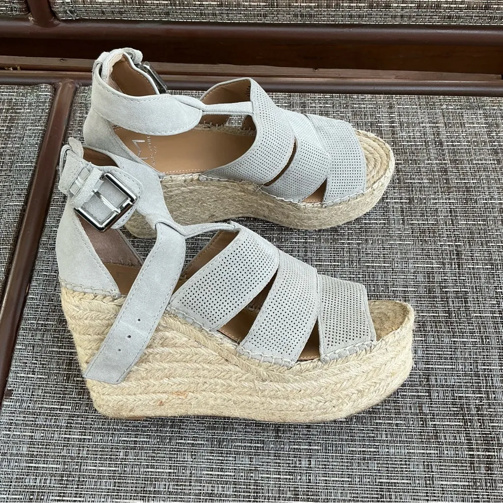 Marc Fisher Womens Mladore Leather Espadrille Platform Wedge Sandals - Image 3