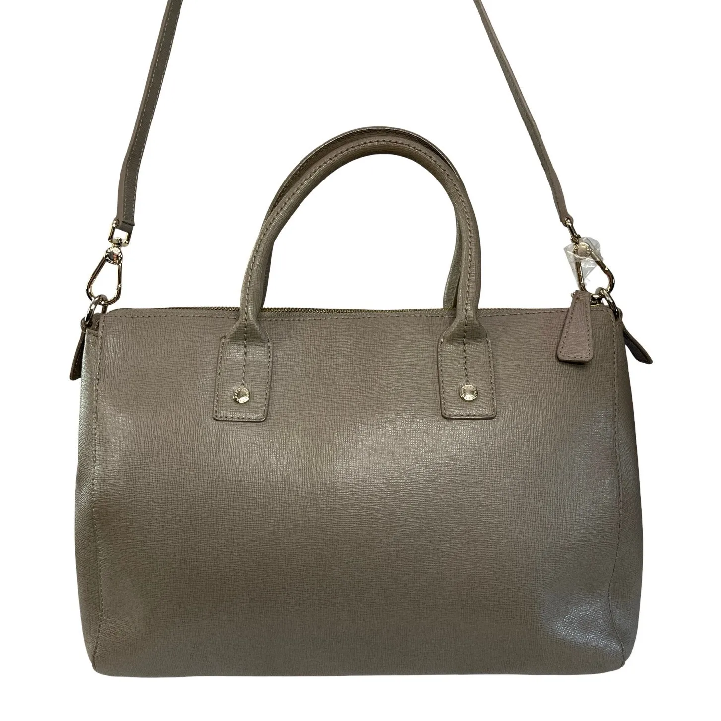 Furla Gray Saffiano Leather Satchel Tote Bag Crossbody Strap Italy Luxury - Image 5