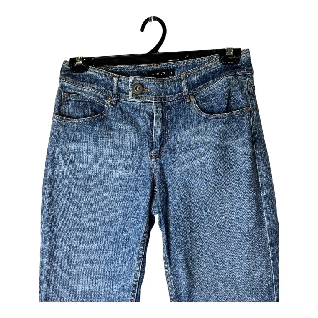 Womyn Jeans Women‎ 6 Blue Denim Medium Wash The Hutton Flare Leg Outdoor Retro - Image 3