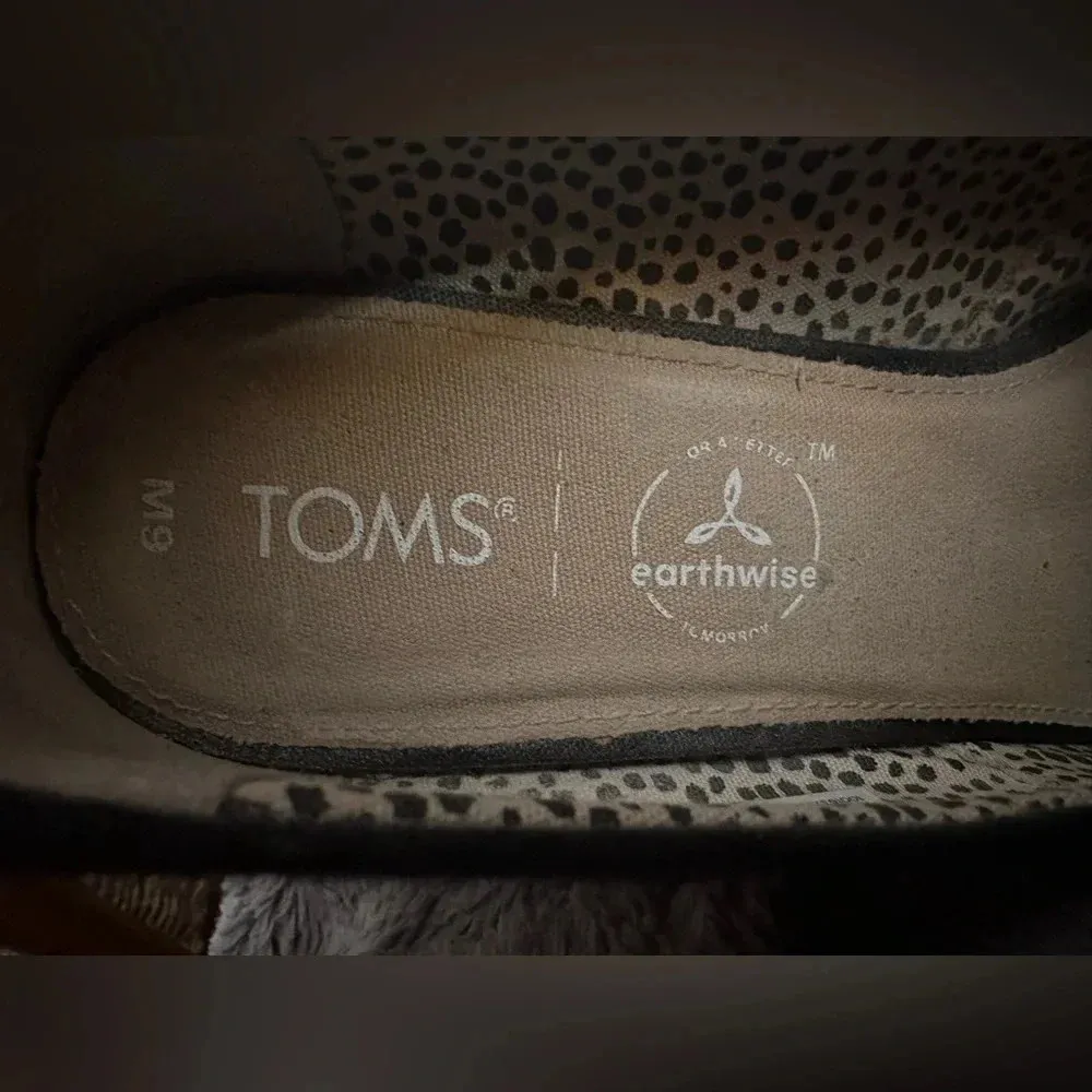 TOMS Women Michelle Black Cotton Peep-Toe Platform Cork Wedge  Heel - Image 5