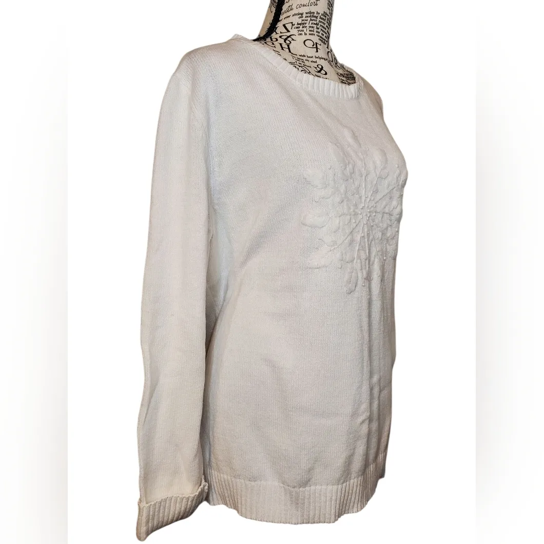 Karen Scott White Snowflake Sweater Size XL - Image 2