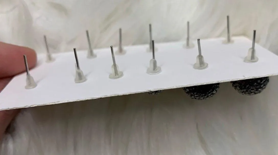 6 Butterfly & Ball Stud Earrings Dark Silver - Image 5