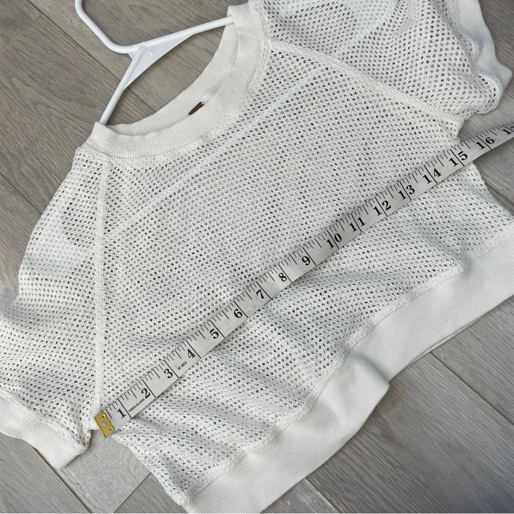 Free People Top open mesh loose knit crop womens White (small) sporty beach swim - Image 3