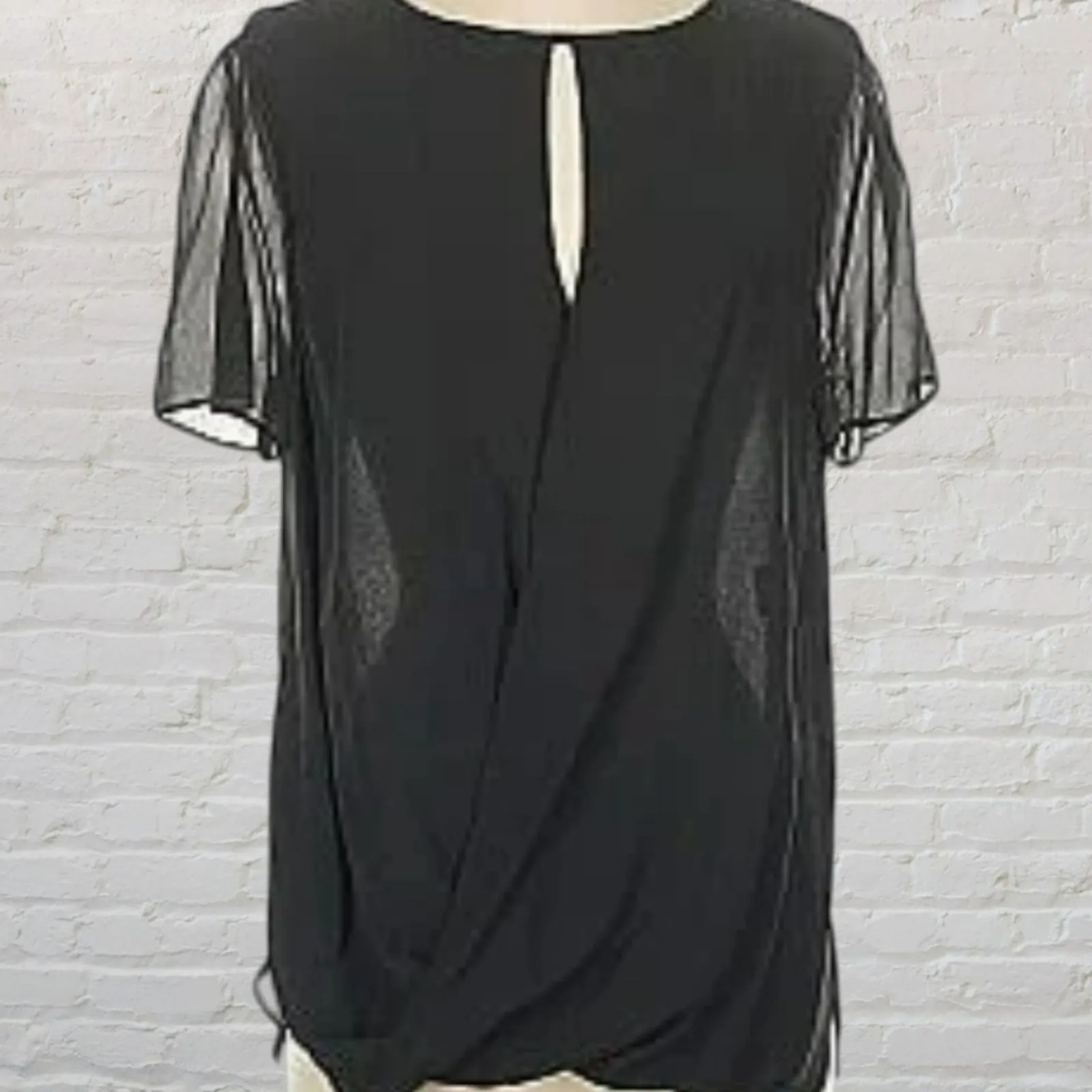 Aritzia Babaton Black Silk Chiffon Top Size S Sheer Hi-Low - Image 16