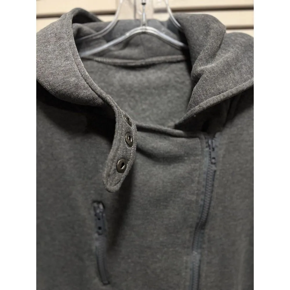 No Brand Gray Zip Up Sweat Jacket‎ Zip Pockets Snaps Size See Measurements - Image 2