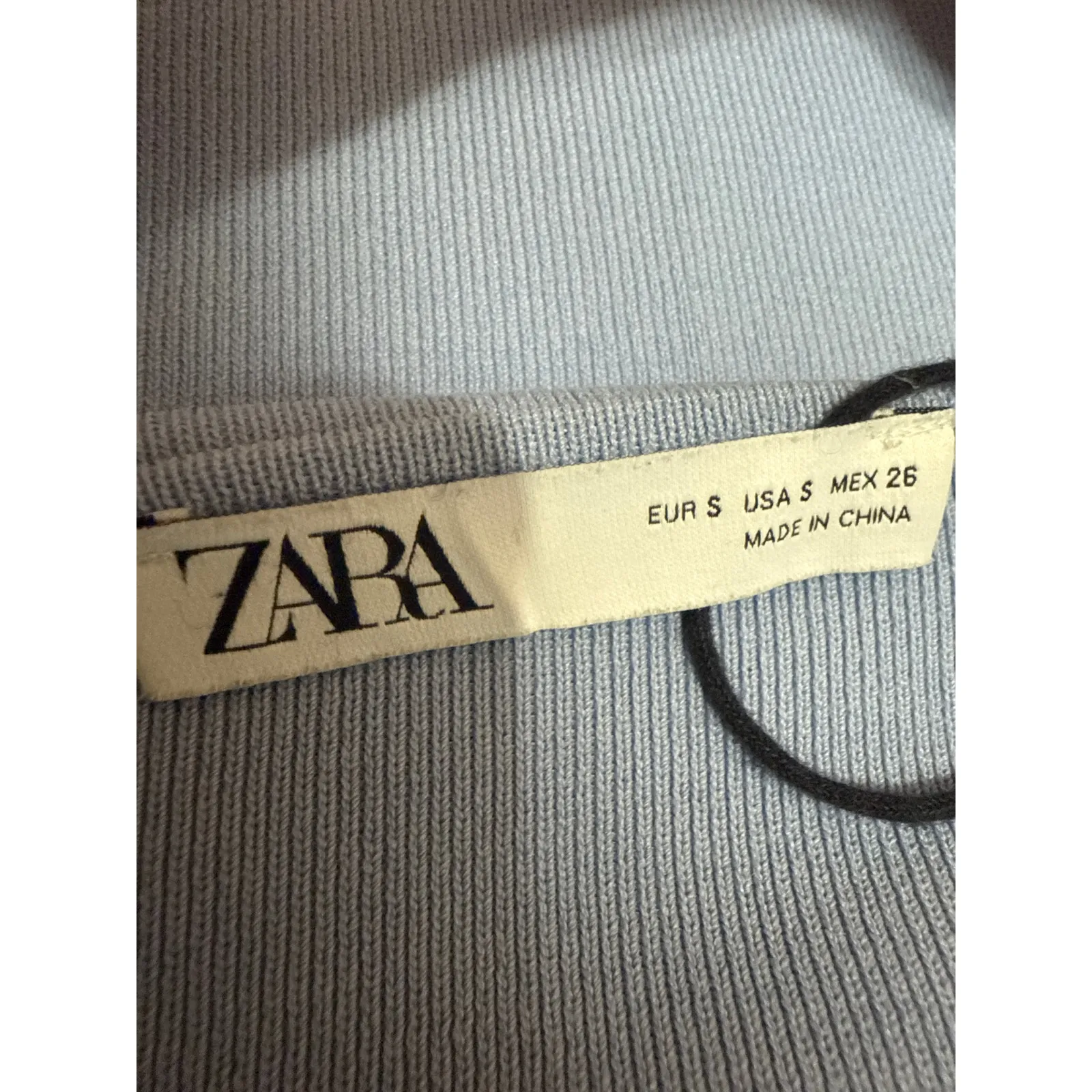 Zara Women's Blue Mesh Short Sleeve Ribbed Knit Sculpt Cropped Blouse Top Size S - Image 3