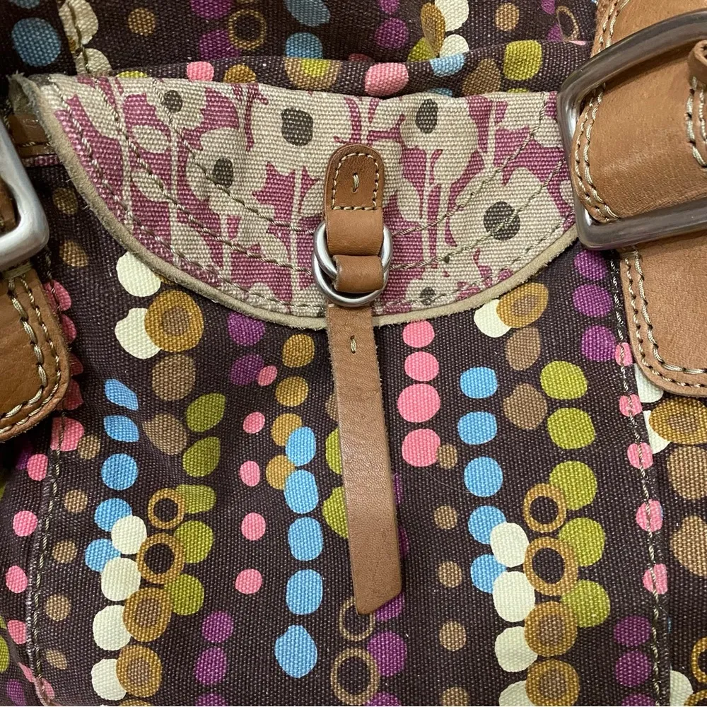 FOSSIL Multicolored Polka Dot Bubble Canvas Print Weekender Duffle Bag - Image 8