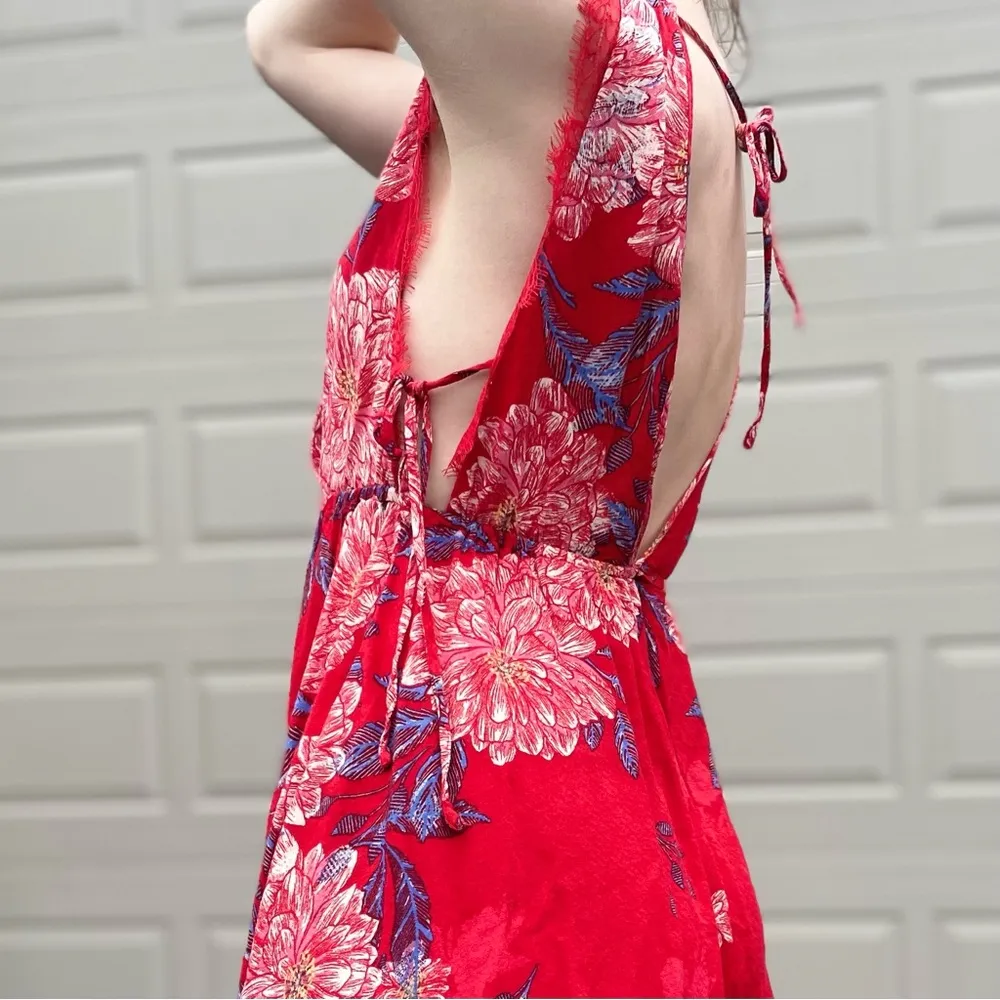 Free People Intimately Floral Open Back Bohemian Festival Mini Dress Small - Image 3