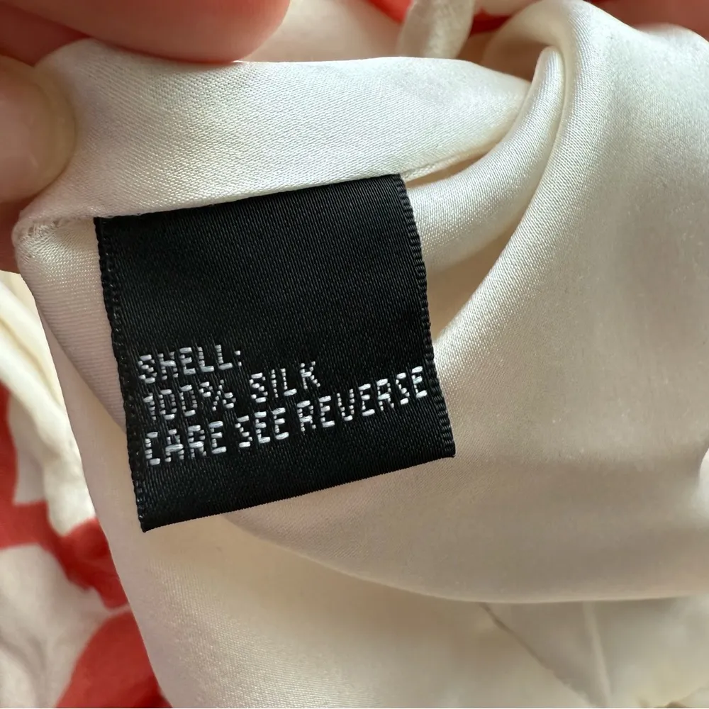 100% Silk Red & White Floral Mini Dress - Image 5