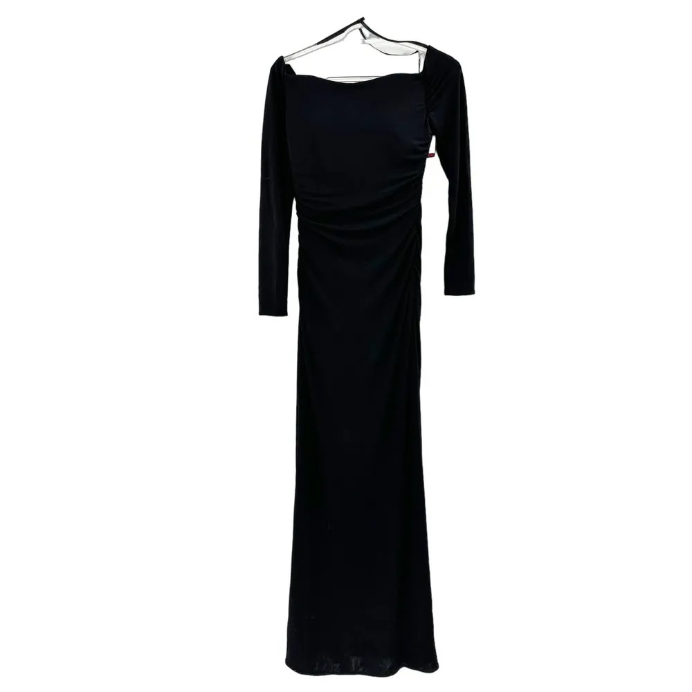 La Femme 28054 Black Off the Shoulder Long Sleeve Jersey Gown Size 4 NWT - Image 3