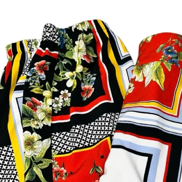 New York & Company Multicolor Floral Geometric jogger pants with side pockets Red Size XL - Image 7