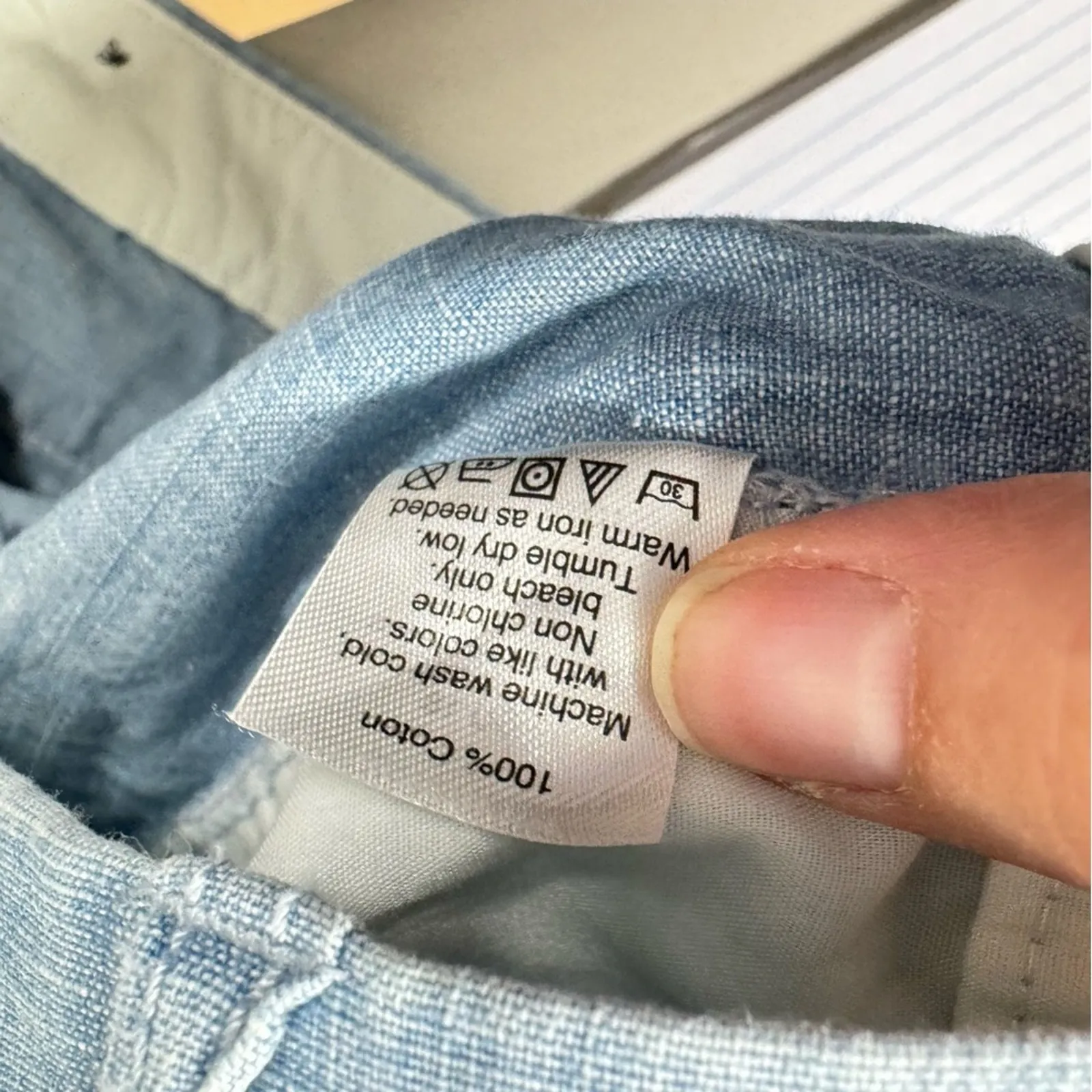 J Crew Cotton Chambray Blue Casual Shorts Womens 6 Chino Pockets Summer - Image 8