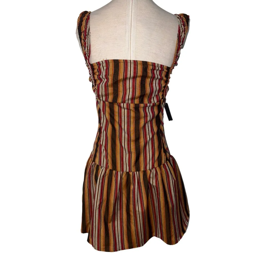 LIONESS Heart Shaped Mini Dress in Vintage Stripe Medium New Womens - Image 7