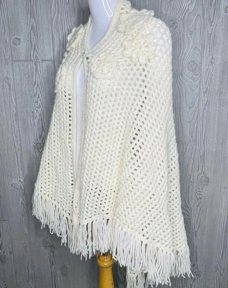 Hand made crochet knit floral Shaw coat cottage core / grandma core one size Size L - Image 4