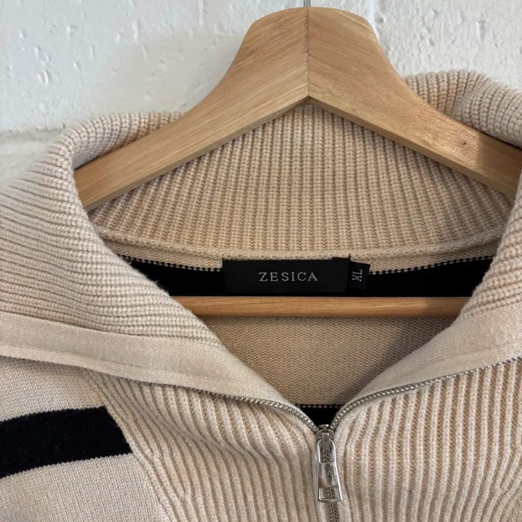 Zesica striped quarter zip up sweater Black Size XL - Image 3