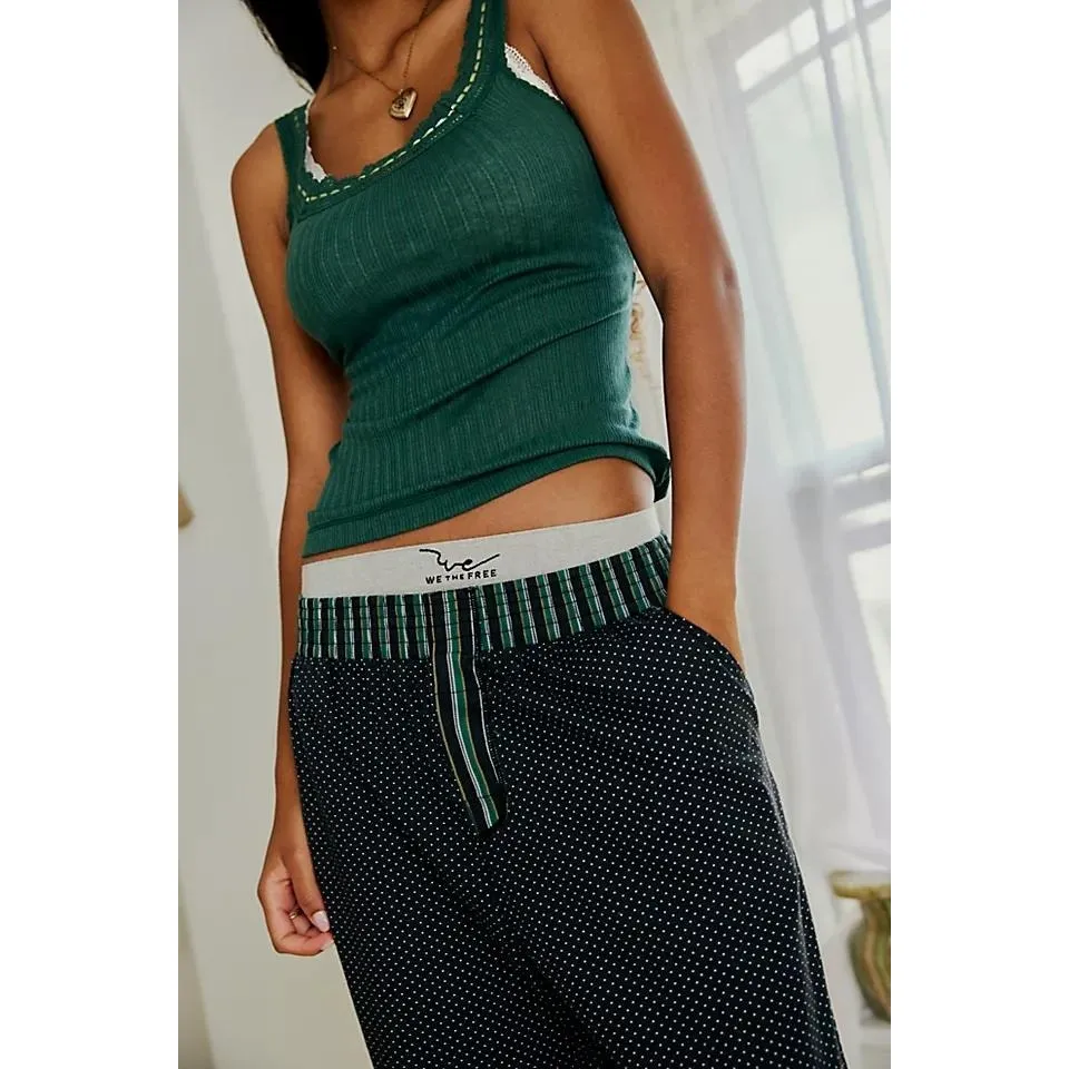 Free People Milk & Cookies Pants Pajama Pants Small Lounge Boho Cozy Apres Ski - Image 2