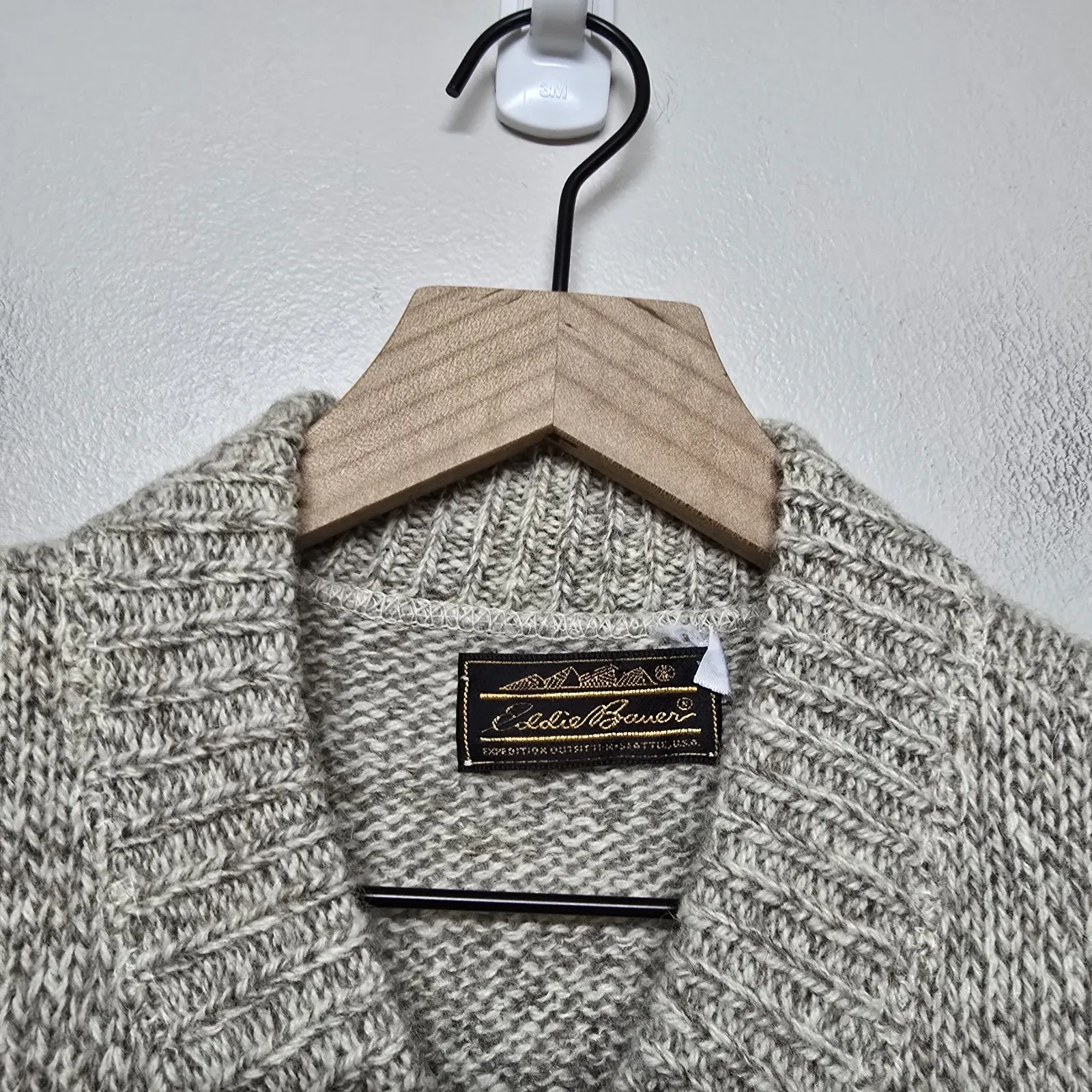 Vintage Eddie Bauer Wool Sweater Vest Women's Sz S Button Pockets Oatmeal Marled - Image 4