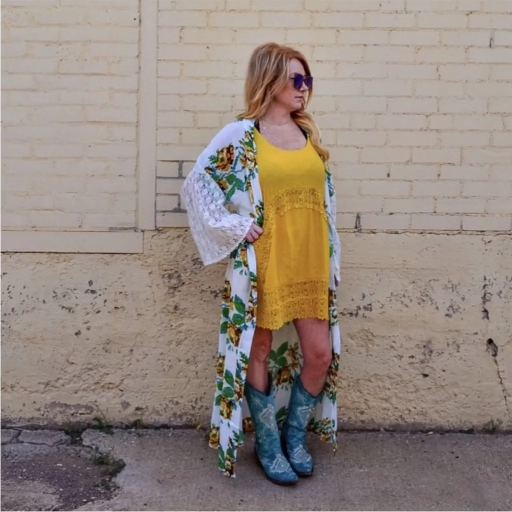 New Listicle Mustard Yellow Dress Medium Boho Dress - Image 2