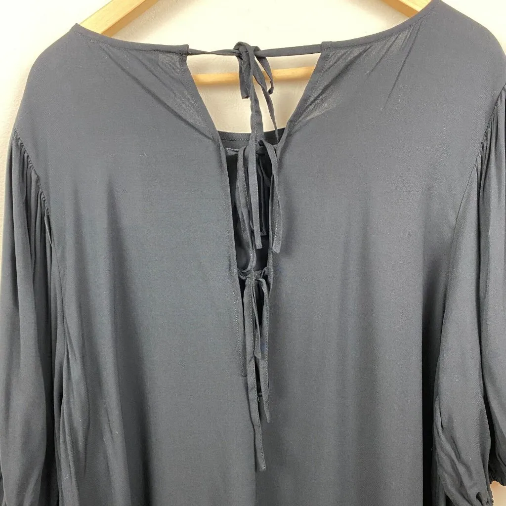Eloquii Dress 18 Black Shift Tunic Puff Sleeve Lightweight Tie Back Plus New NWT - Image 8