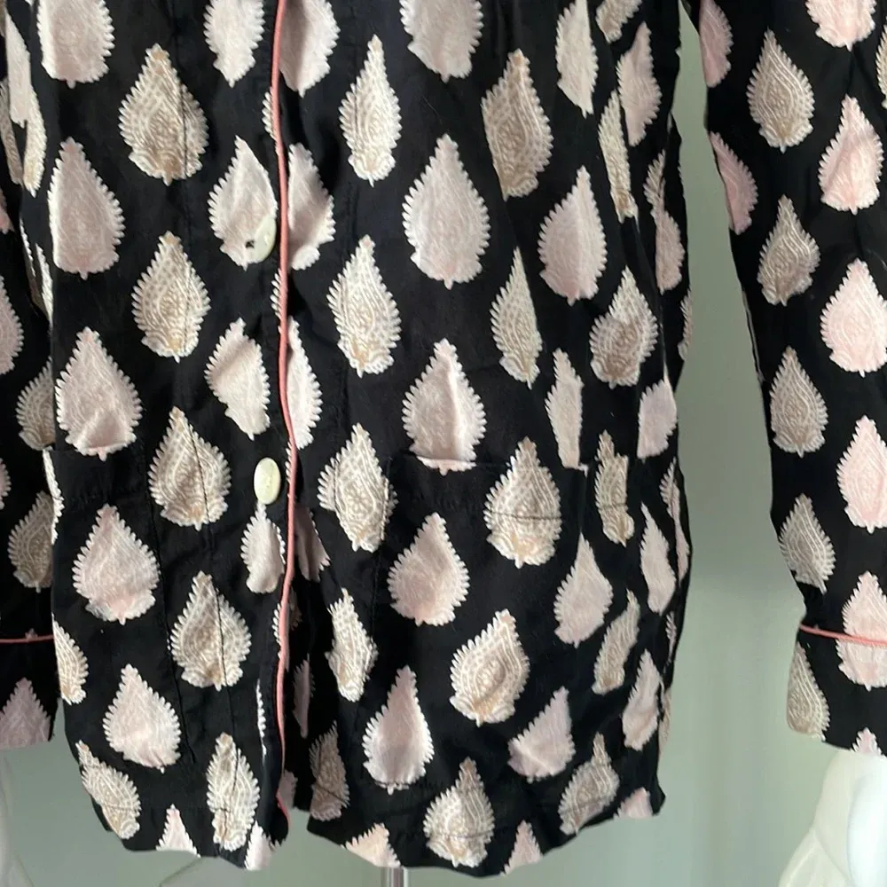 Roberta Roller Rabbit Black Orange Paisley Printed Pajama Top - Image 4