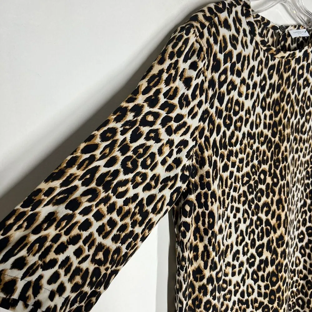 EQUIPMENT Femme Sz M Aubrey Silk Shift Dress Leopard Animal Print - Image 6