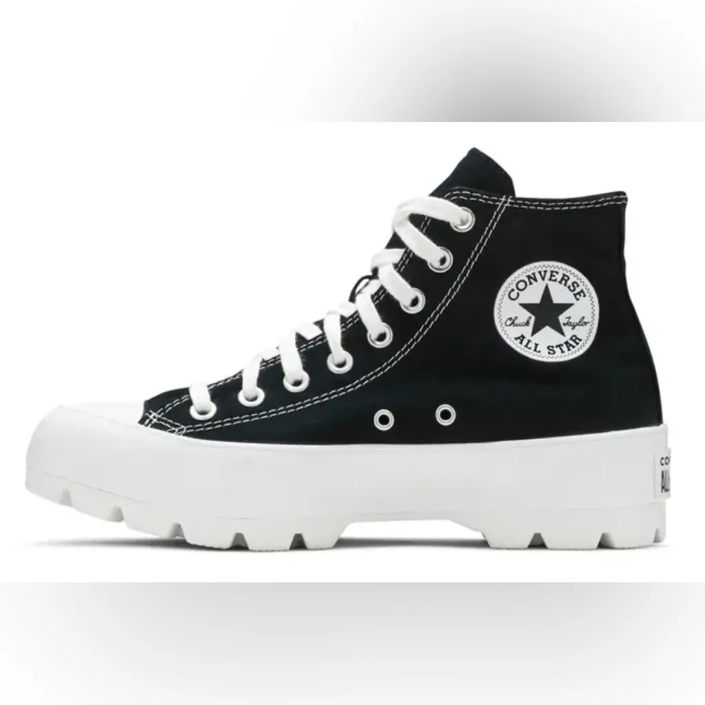 Converse All Star Lugged Black & White Platform Hightop Canvas Sneakers Size 9.5 - Image 13