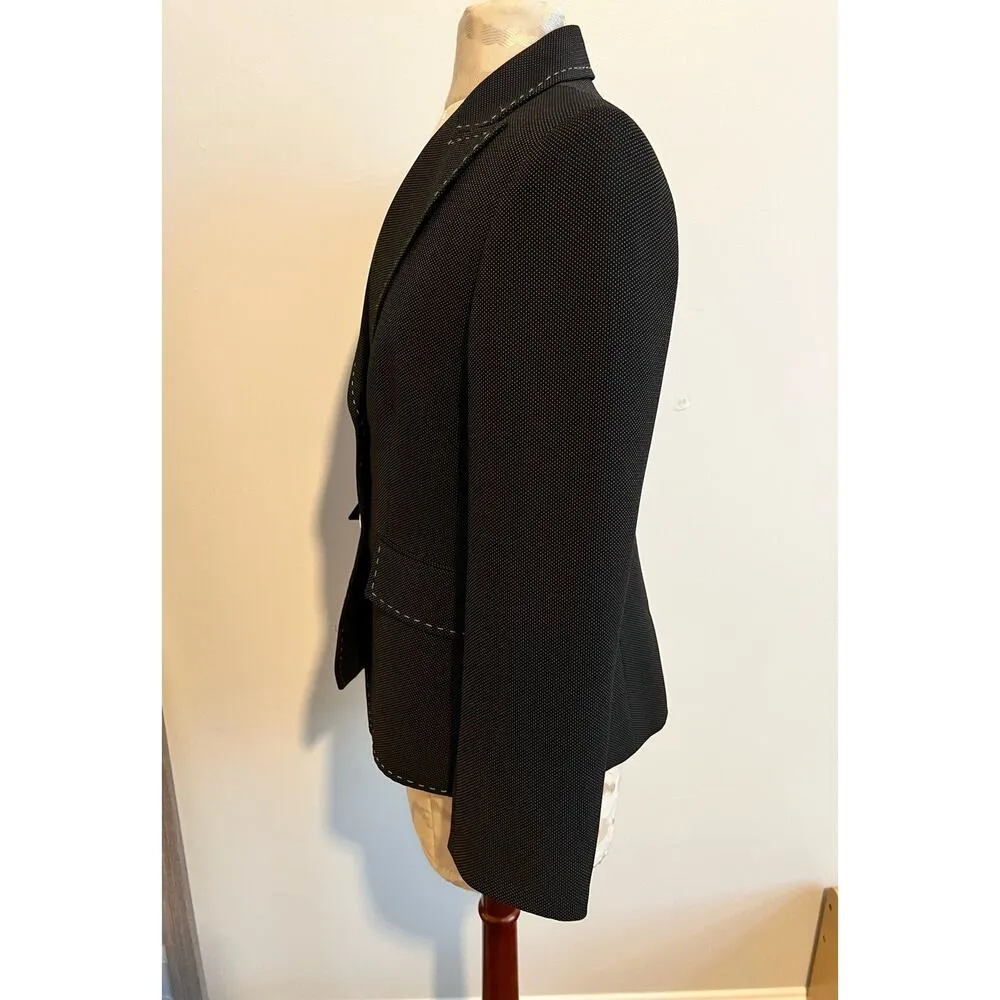 Kasper Classic Contrast Stitch Dotted Blazer Petite Size 10 - Image 3