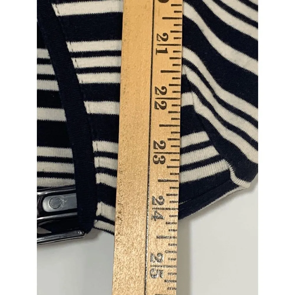 Talbots  Stretch Weekend Tee V Neck Navy Cream Stripe Size Small - Image 4