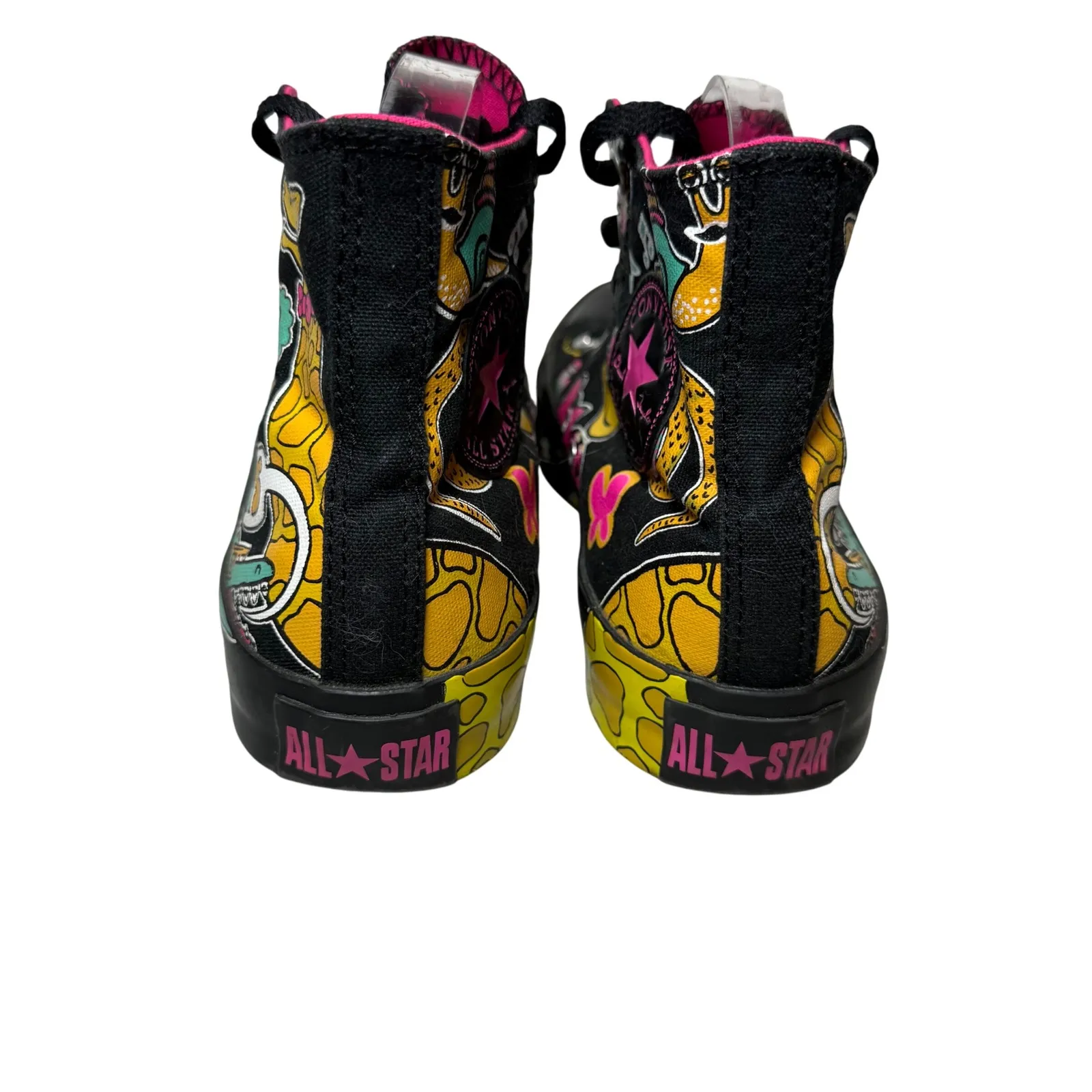 Converse All Star High Top Sneakers Black Multicolor Novelty‎ Shoes Women's 7 - Image 4