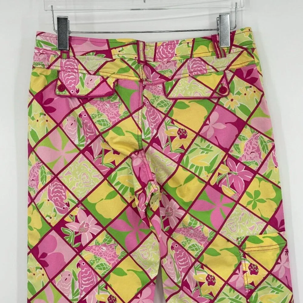Lilly Pulitzer white label patchwork floral parrot giraffe print cropped pants 8 - Image 6