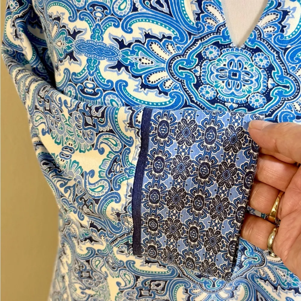 COOLIBAR Oceanside Tunic Dress Geometric UPF 50+ Swimsuit Cover Up Sz S 🧡 Blue - Image 3