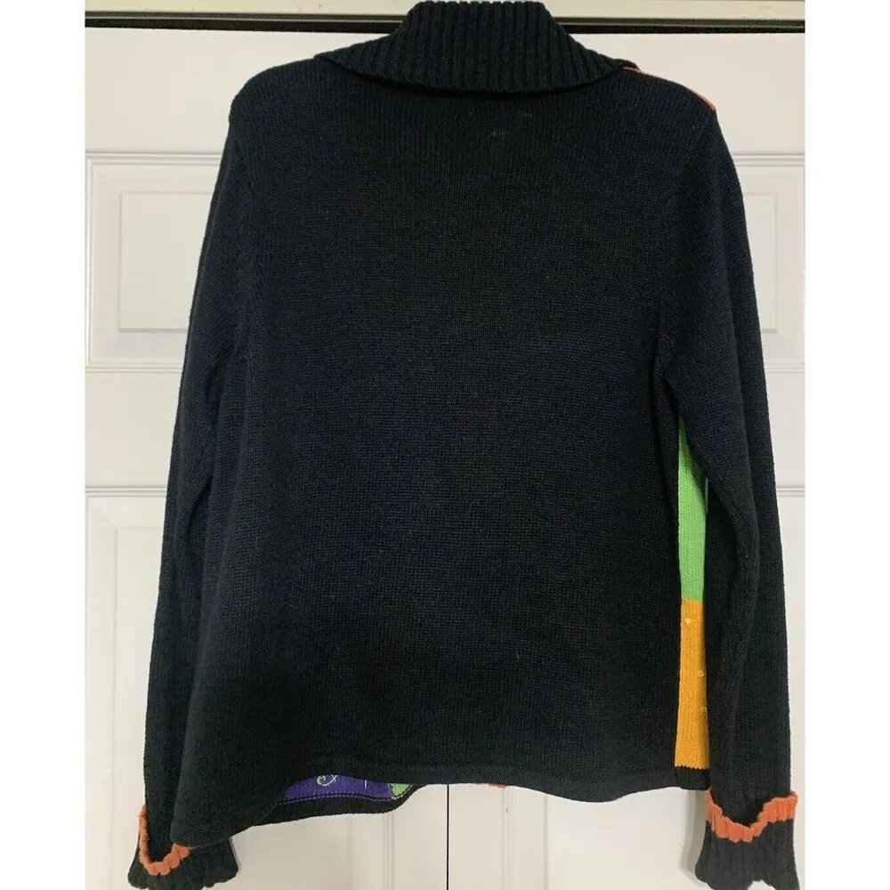 Tiara International Vintage  Halloween Beaded Witch Spider Web Sweater Cardigan - Image 8