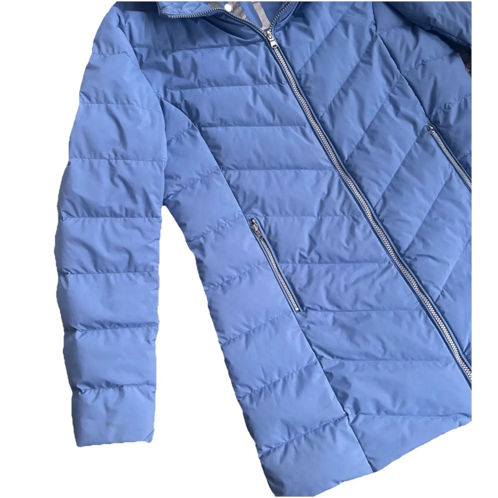 Ralph Lauren Women’s Blue Full Zip Puffer Quilted Long Down Parka Jacket Size Lg - Image 3
