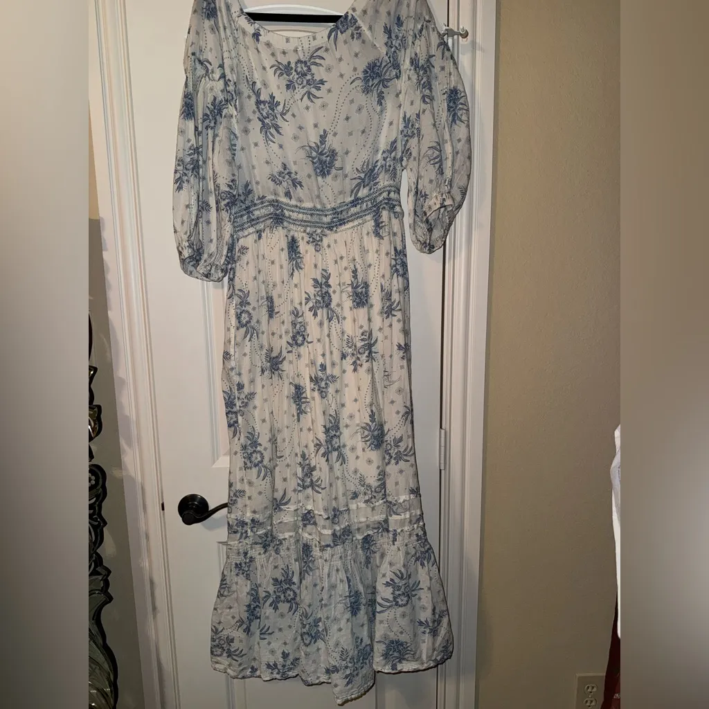 Free People Golden Hour Floral Ballon sleeve Maxi Dress Events size Medium - Image 8
