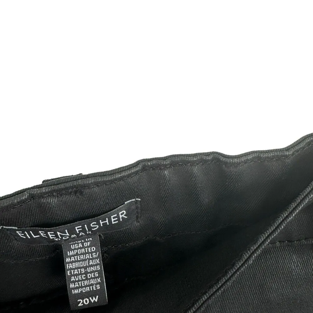Eileen Fisher Waxed Coated Faux Leather Black Skinny Jeans High Rise Womens 20W - Image 5