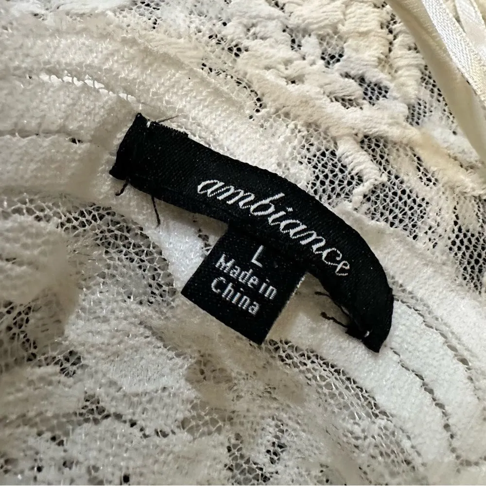 Ambiance White Lace Long Sleeve Body Suit Size Large NWOT - Image 12