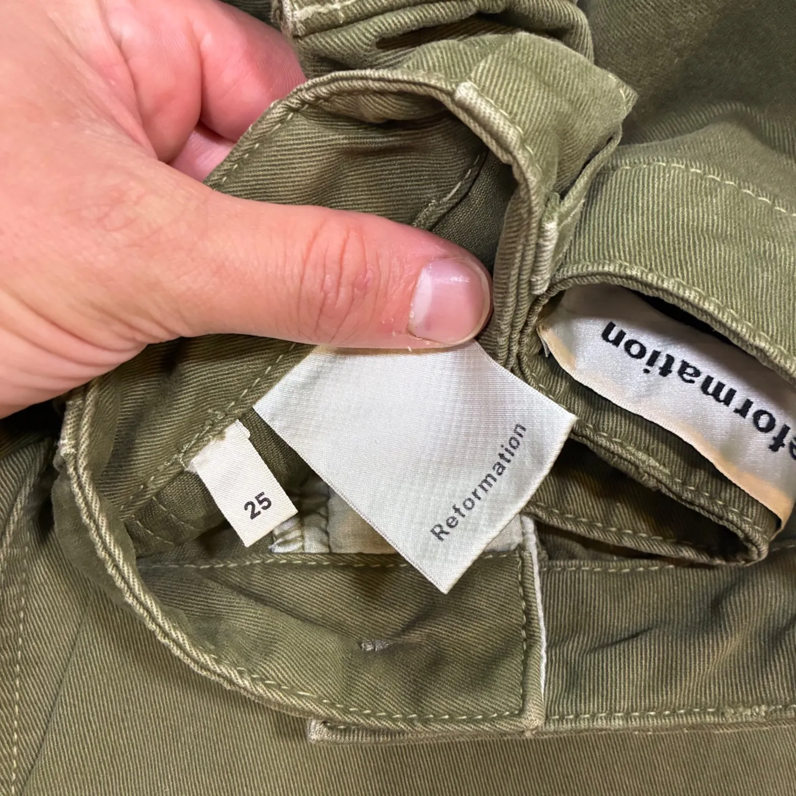 Reformation Utility Ankle Pants Army Green‎ Surplus Fabric High Waist Womens 25 - Image 6