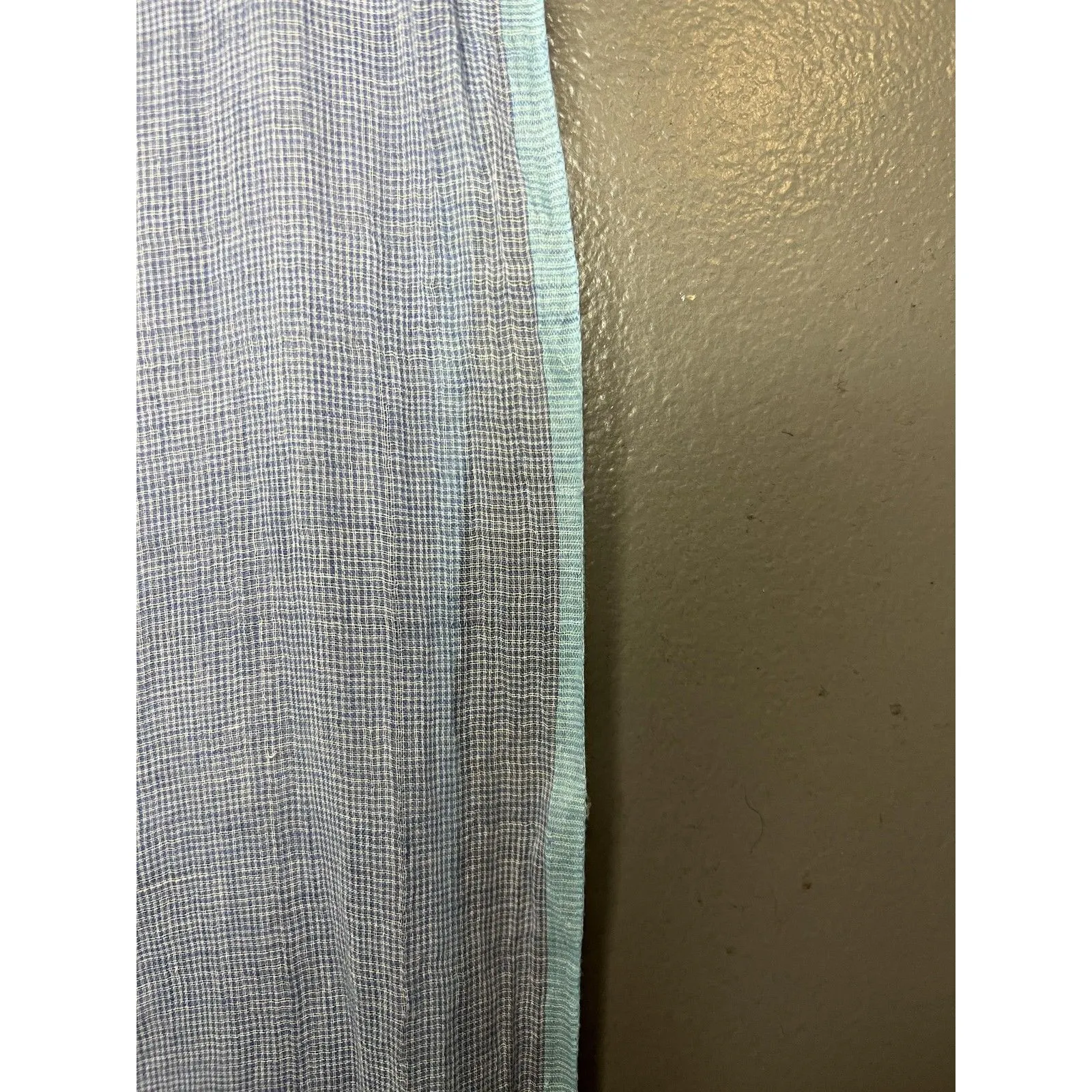 Gamut Scarf Womens One Size Lightweight Blue Gauze Fringe Wrap Aqua Yellow Trim - Image 6