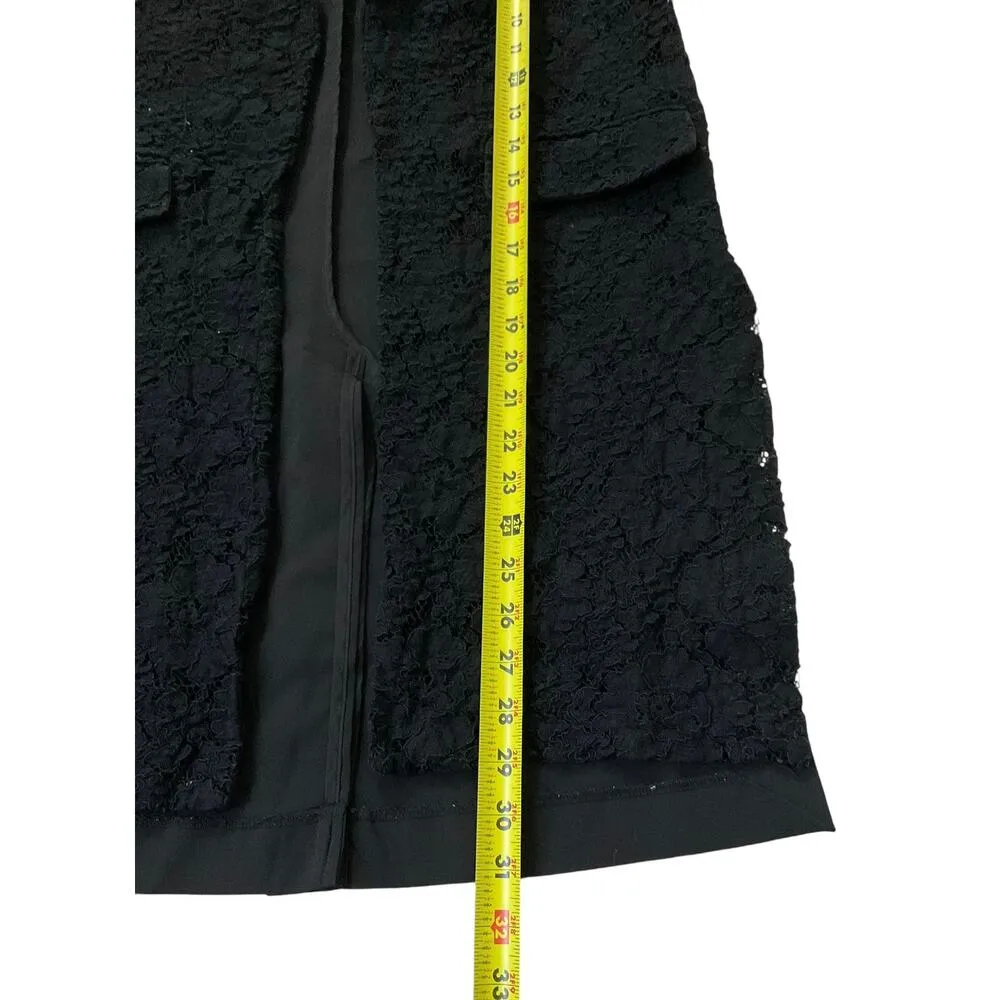 Elle Black Lace Long Waistcoat Blazer Women Size XS | 55-29 - Image 5