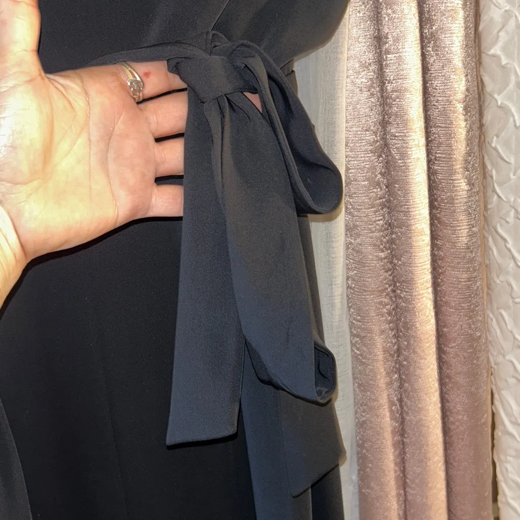 Eliza J Size 10 Black Ribbon Belted Jumper - Image 3