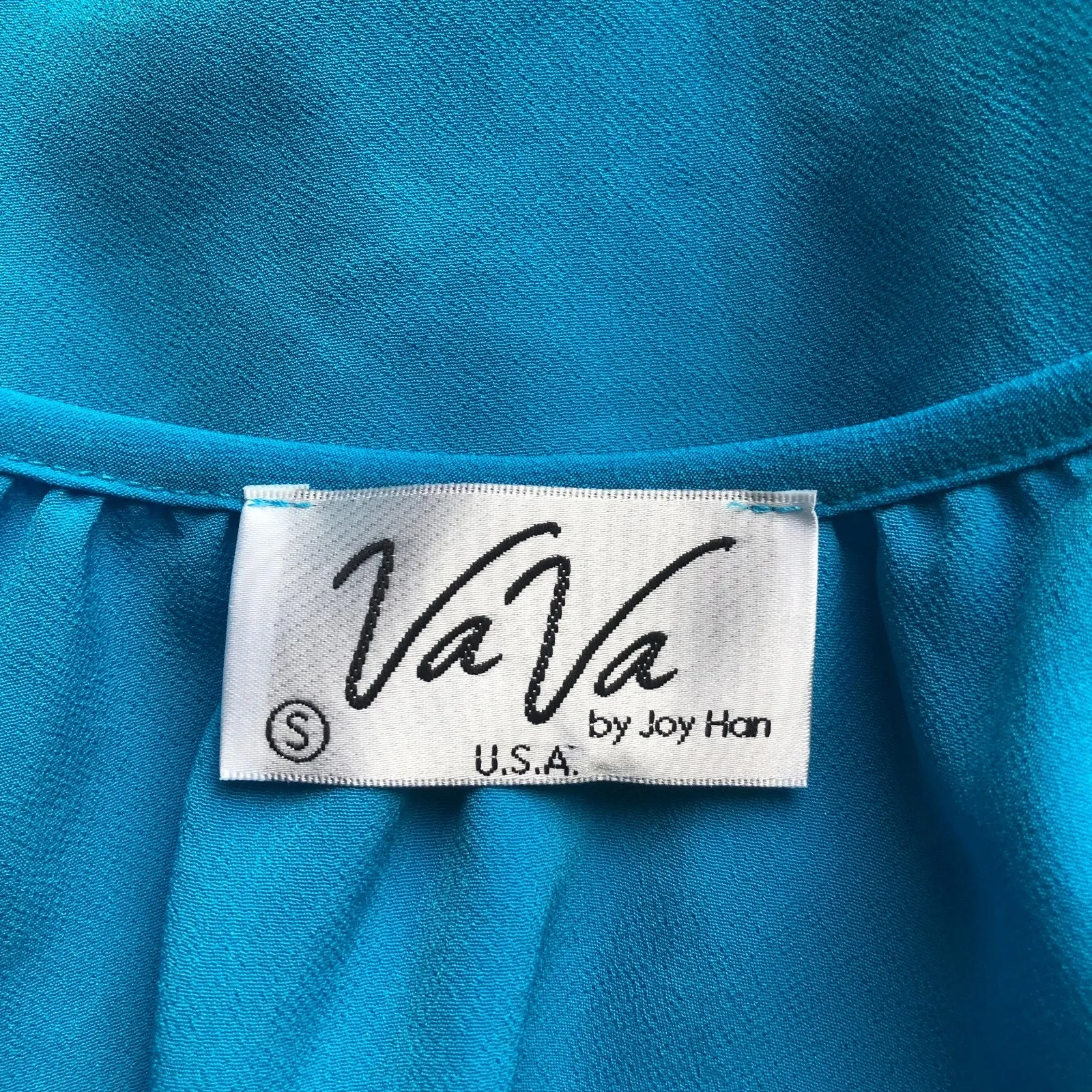 Vava by Joy Han Blue Cold Shoulder Top Pom Pom Trim Blouse Women's Size Small - Image 6