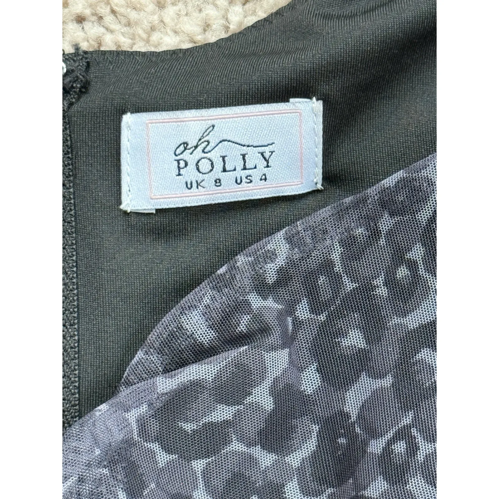 Oh Polly Catwalk Leopard Gray Bustier Crop Top Puff Sleeve Corset Mesh Size 4 US - Image 4