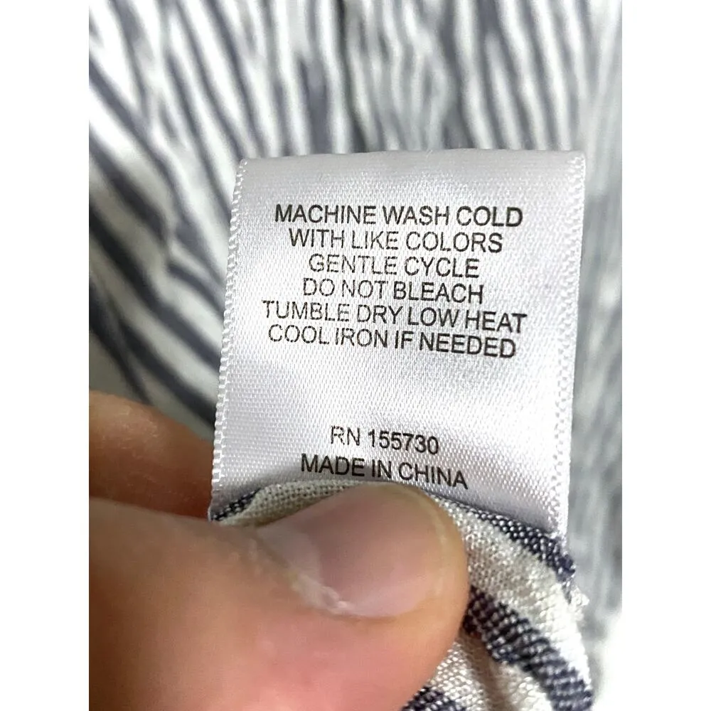 Jane Delancey Button Down Shirt Womens S Blue White Striped Rayon Spandex Blend - Image 6