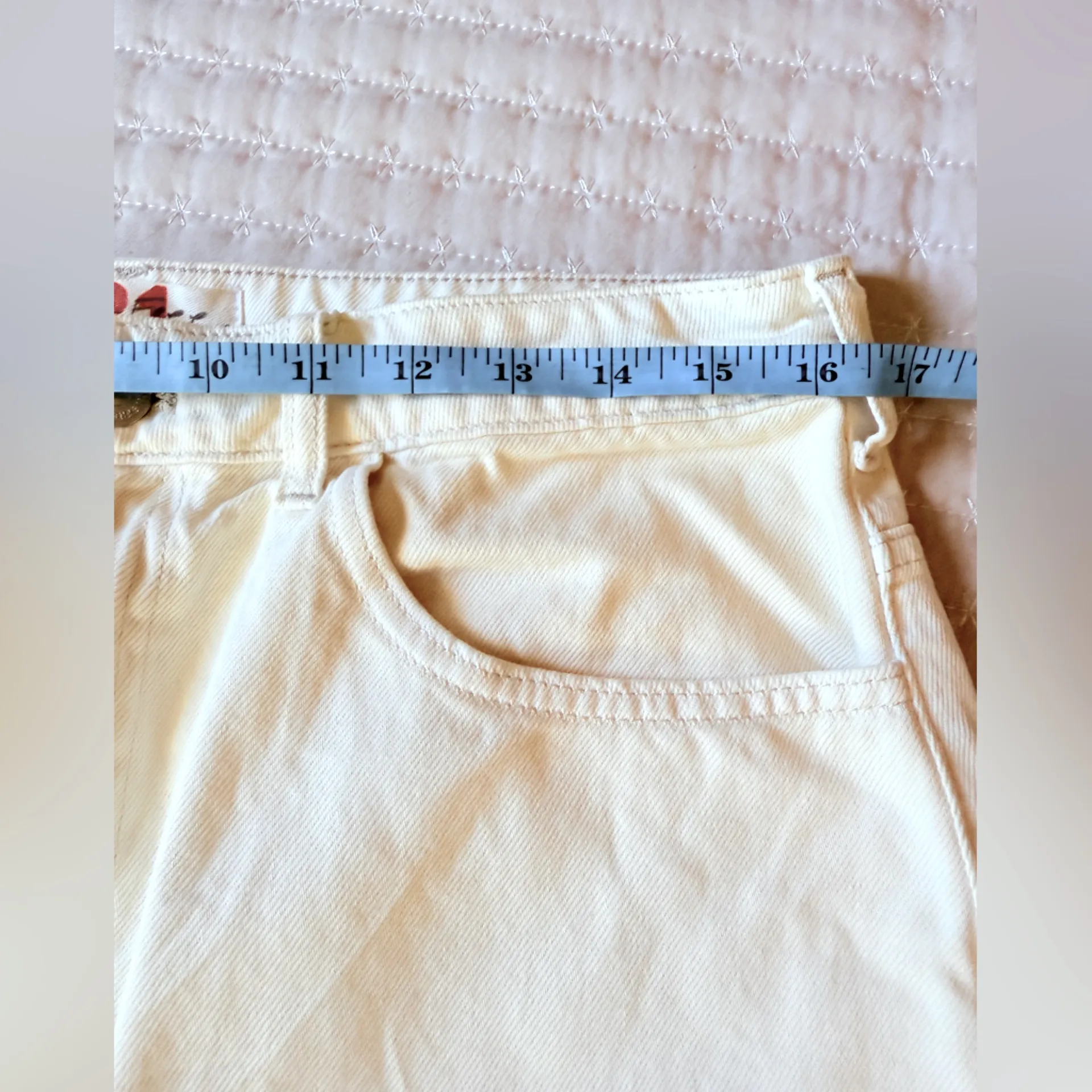 Free People We the Free Bailey Denim Mini Skirt in cream size 31‎ - Image 4
