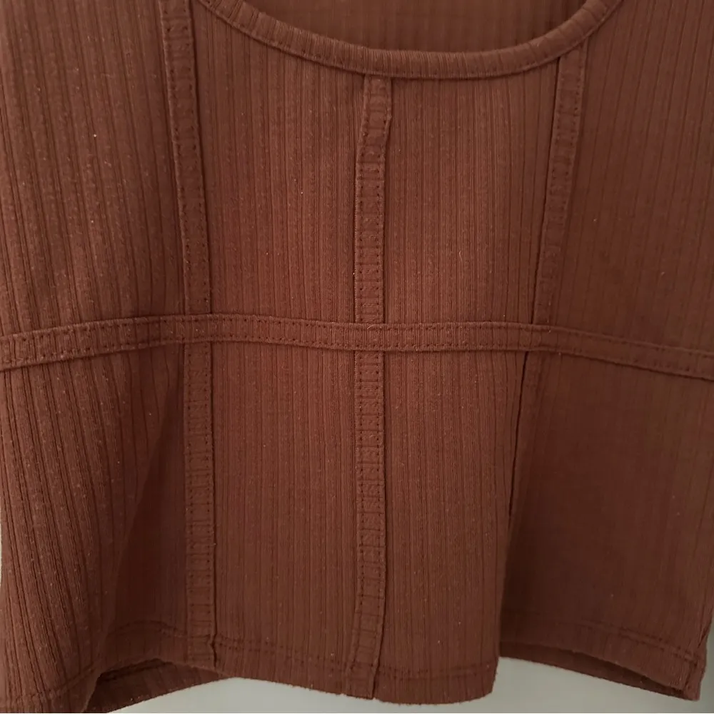 PacSun Brown Science Long Sleeve Bustier Top small - Image 2