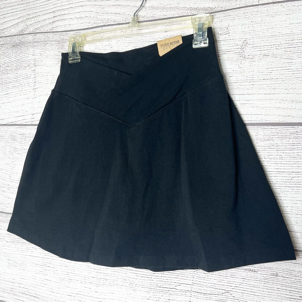 NWT VS PINK Black High Waist V Crossover Skort Size Medium Mini Skirt w/ Shorts - Image 5
