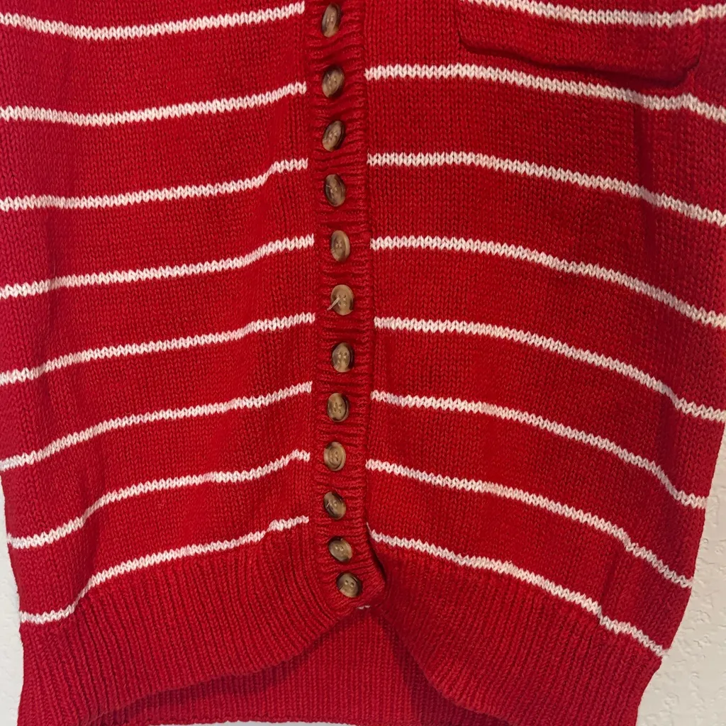 Vintage Calamity Jayne Red and white striped knit Sweater Vest small - Image 4